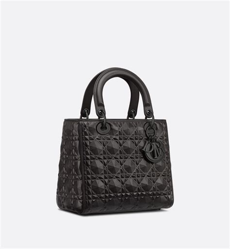 Lady Dior Pouch Black Cannage Calfskin with Diamond Motif